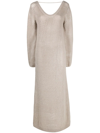 Brunello Cucinelli Open-knit Maxi Dress In Nude