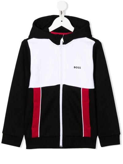 Bosswear Colour-blocked Zipped Hoodie In Schwarz