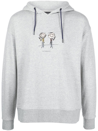 Viktor & Rolf Graphic Print Cotton Hoodie In Grey