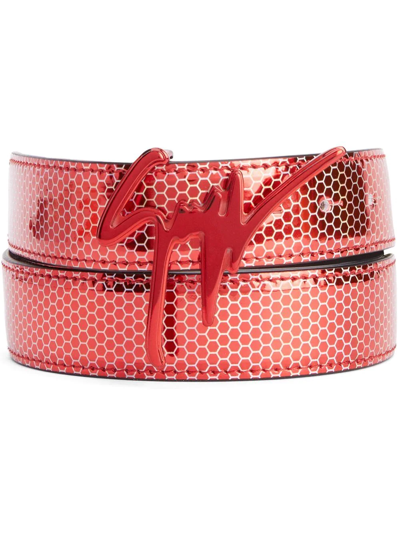 Giuseppe Zanotti Giuseppe Lizard Skin-effect Belt In Red