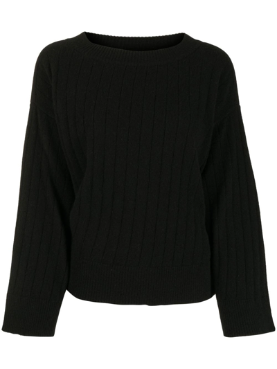 Pringle Of Scotland Wide-neck Ribbed-knit Jumper In Black