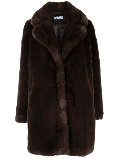 Apparis Oversized Faux-fur Coat In Brown
