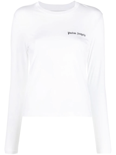 Palm Angels Logo-print Long-sleeved T-shirt In White