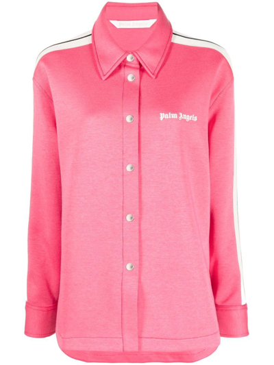 Palm Angels Logo-print Striped Shirt In Rosa