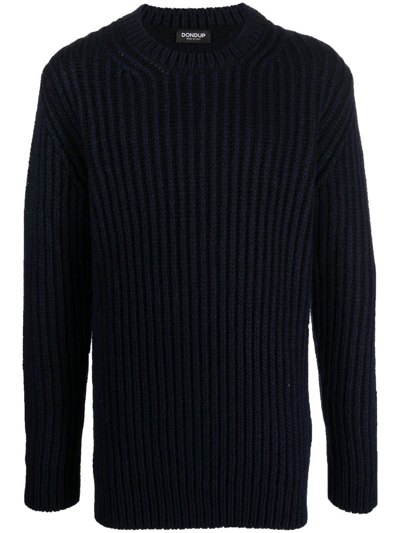 Dondup Ribbed Crew Neck Sweater In Blue