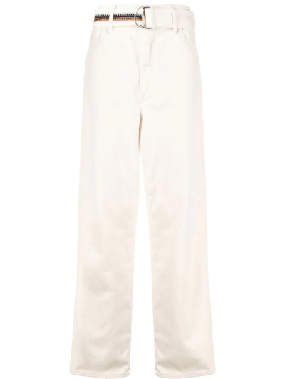 Marcelo Burlon County Of Milan Cross-embroidered Belted Trousers In White