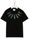 Marcelo Burlon County Of Milan Feather-print Short-sleeve T-shirt In Schwarz