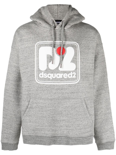 Dsquared2 Logo-print Cotton Hoodie In Grey