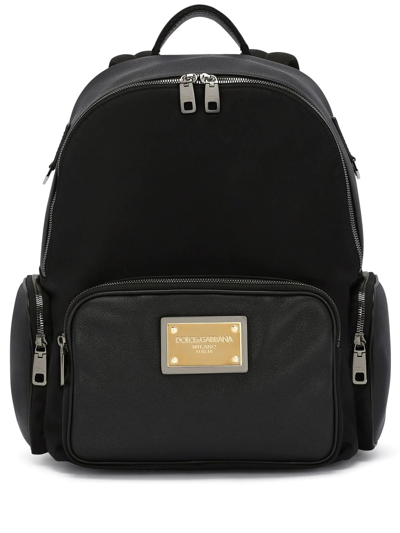 Dolce & Gabbana Multi-pocket Logo-plaque Backpack In Black