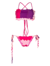 Sherris Ruffle Pink Panelled Bikini In Pink
