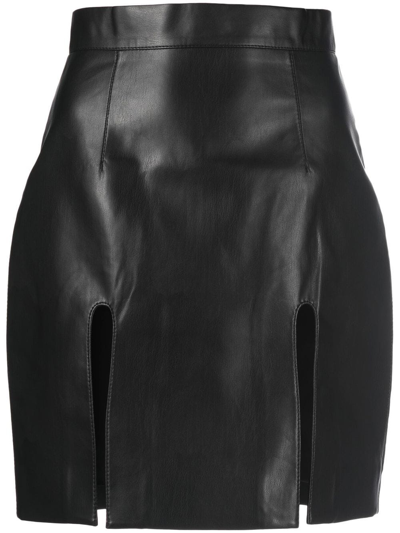 Aleksandre Akhalkatsishvili Black Cutout Faux Leather Mini Skirt