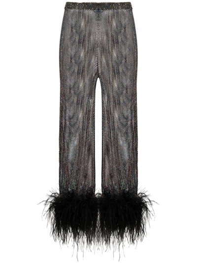 Santa Brands Ostrich-feather Cropped Trousers In Black