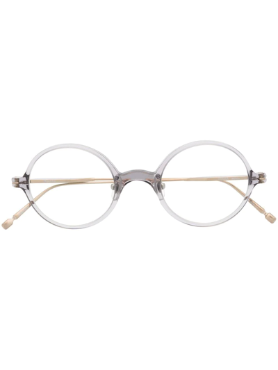 Matsuda Round-frame Optical Glasses In Light Blue Crystal - Brushed Pale Gold