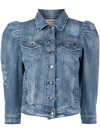 Retroféte Ada Puff-sleeve Denim Jacket In Blue