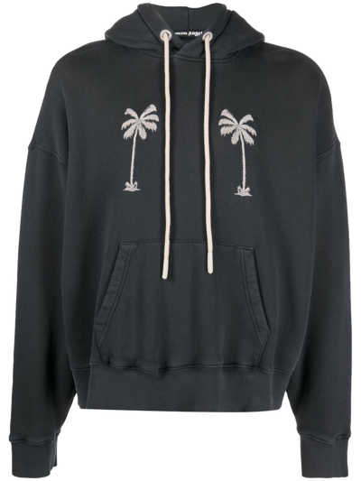 Palm Angels Graphic-print Cotton Hoodie In Black