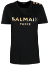 Balmain Cotton T-shirt With Gold Colored Logo Print In Schwarz