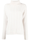 Eleventy Ribbed-knit Roll-neck Jumper In White