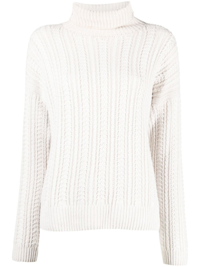 Eleventy Ribbed-knit Roll-neck Jumper In White