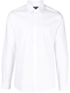 Michael Kors Cotton Stretch Botanical Print Slim Fit Button Down Shirt In Weiss