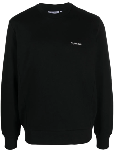 Calvin Klein Logo-print Cotton-blend Sweatshirt In Schwarz