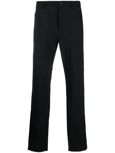 Theory Cotton Straight-leg Trousers In Schwarz