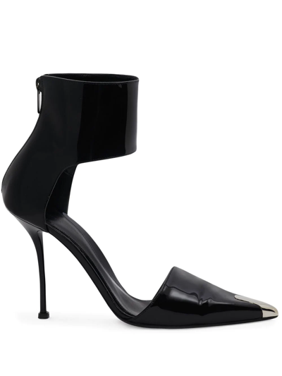 Alexander Mcqueen Punk Ankle-strapped Leather Pumps In Black