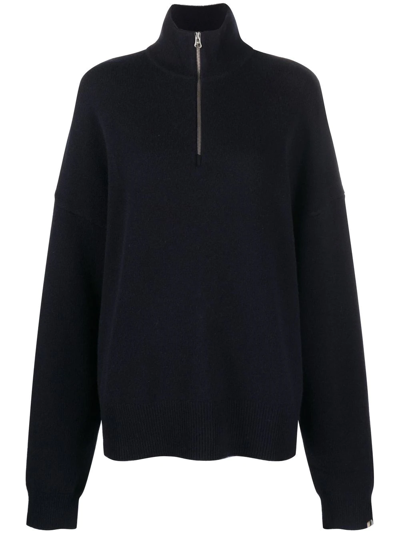Extreme Cashmere High-neck Zipped Jumper In Navy