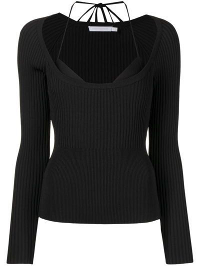 Jonathan Simkhai Core Jayline Layered Top In Black