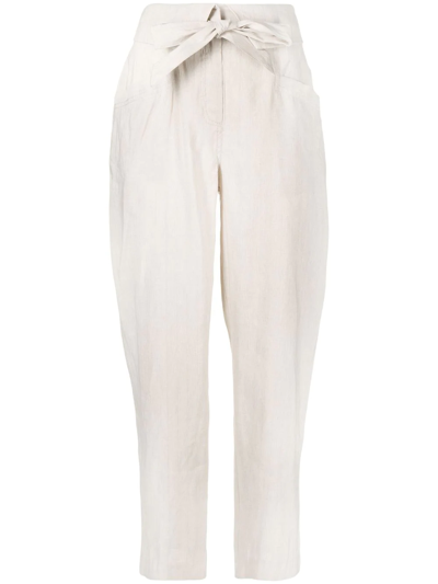Jonathan Simkhai Penny Belted Tapered Trousers In Neutrals