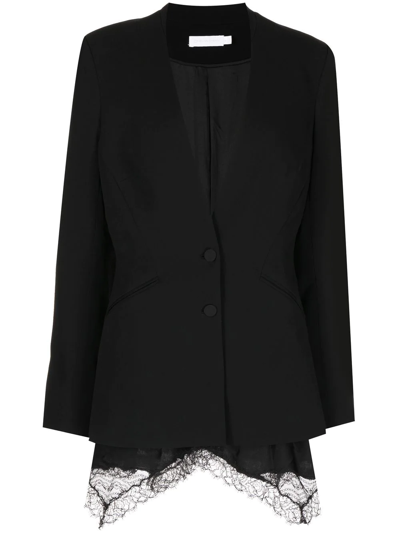 Jonathan Simkhai Tulle-detail Single-breasted Blazer In Black