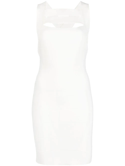 Herve Leger Icon Strappy Mini Dress In White