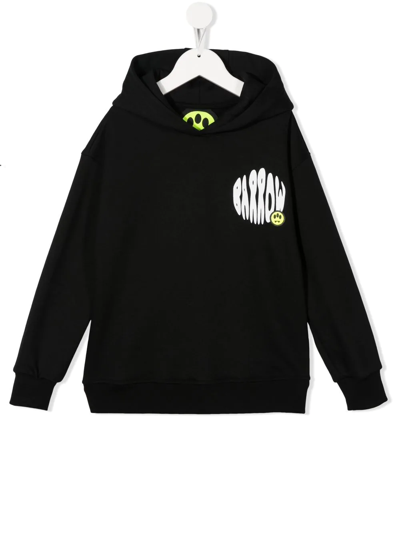 Barrow Kids' Logo-print Cotton Hoodie In Black