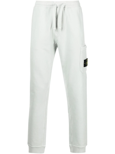 Stone Island Compass-patch Tapered Track Pants In White