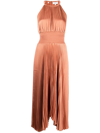 A.l.c Renzo Ii Asymmetric Pleated Midi-dress In Orange