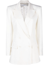 Alberta Ferretti Structured Double-breasted Button Blazer In Nude