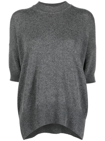 Jil Sander Short-sleeve Cashmere Top In Grau
