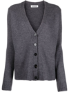 Jil Sander V-neck Wool Cardigan In Grey