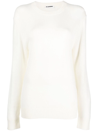 Jil Sander Fine-knit Wool Jumper In Weiss