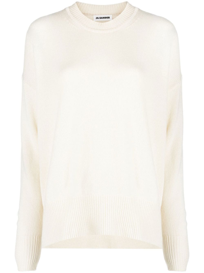 Jil Sander Soft Wool Sweater With Classic Crew Neckline In Multi