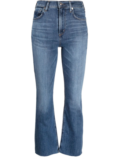 Citizens Of Humanity Isola Cropped Bootcut Jeans With Raw Hem In Blue