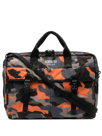 Dsquared2 Camouflage Top-handle Laptop Bag In Grün