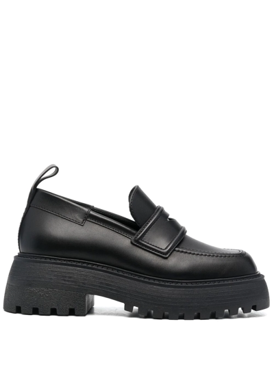 3juin Sofia Leather Loafers In Black