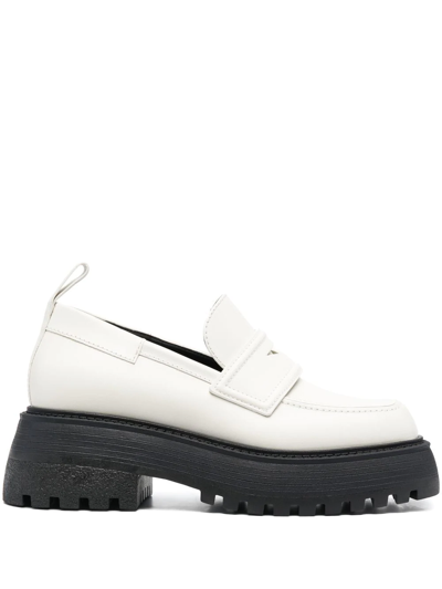 3juin Platform 40mm Leather Loafers In Weiss