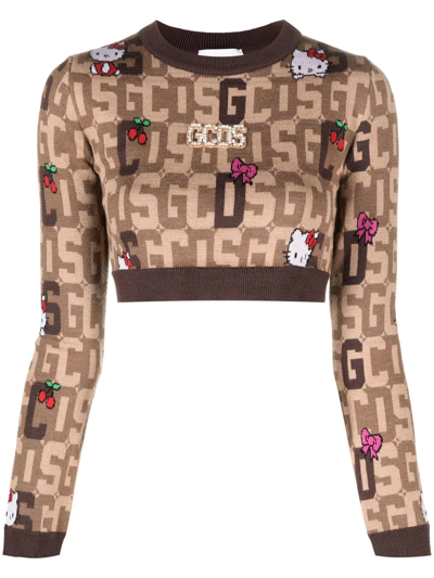 GCDS X HELLO KITTY KNITTED CROP TOP