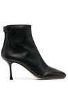 Francesco Russo High Heels Ankle Boots In Black Leather In Schwarz