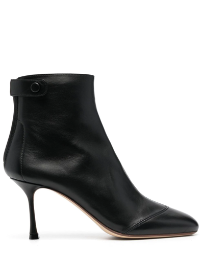 Francesco Russo High Heels Ankle Boots In Black Leather