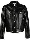 Courrèges Faux-leather Button-up Jacket In Black