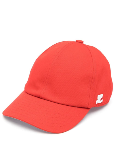 Courrèges Cotton Canvas Baseball Cap In Rot