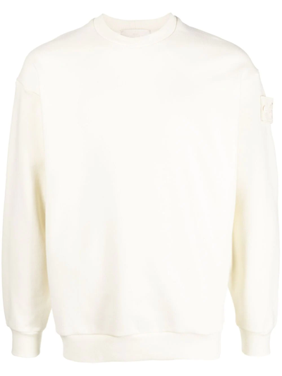 Stone Island Logo-patch Long-sleeve Sweatshirt In Weiss