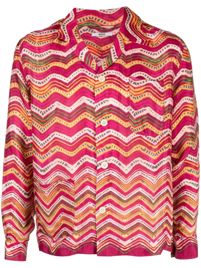 Bode Lehariya Plaid-print Silk Crepe De Chine Shirt In Pink Multi
